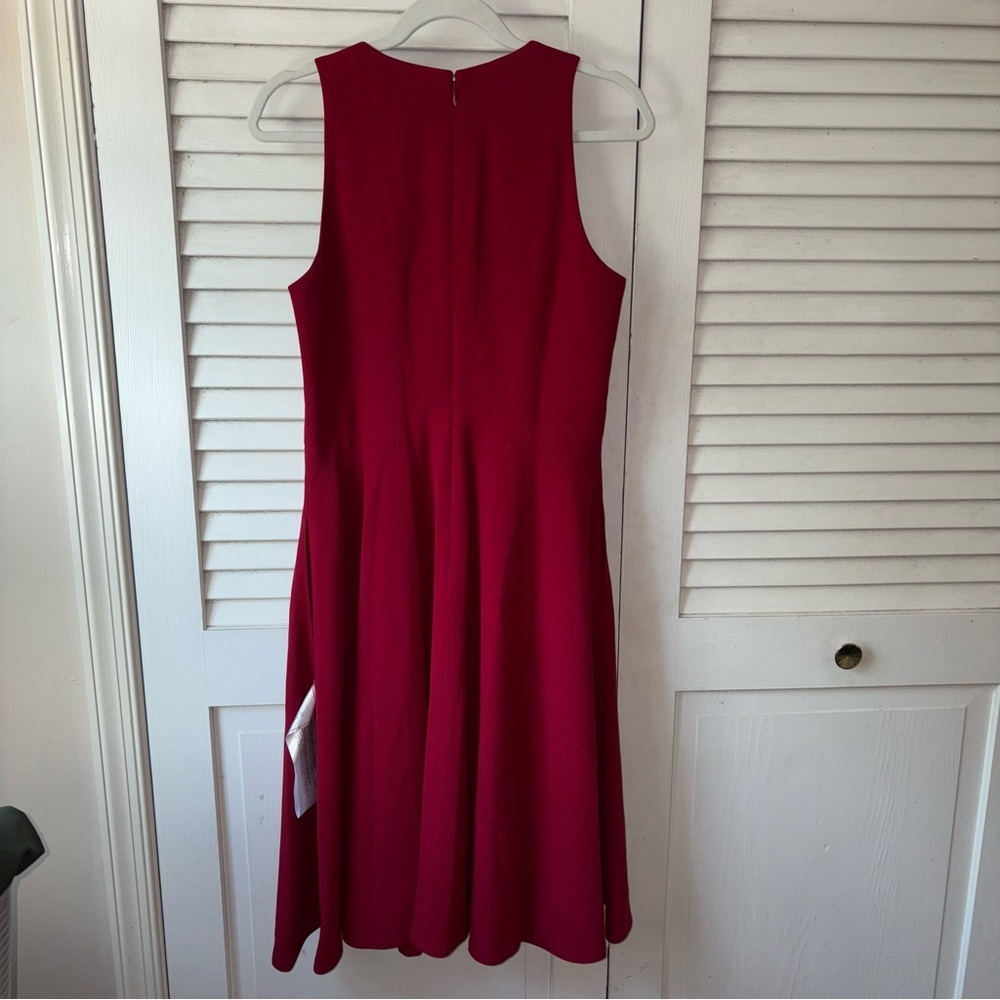 NWT Dress the Population Catalina Crepe VNeck Sleeveless A-Line Dress Burgandy L - Picture 5 of 8